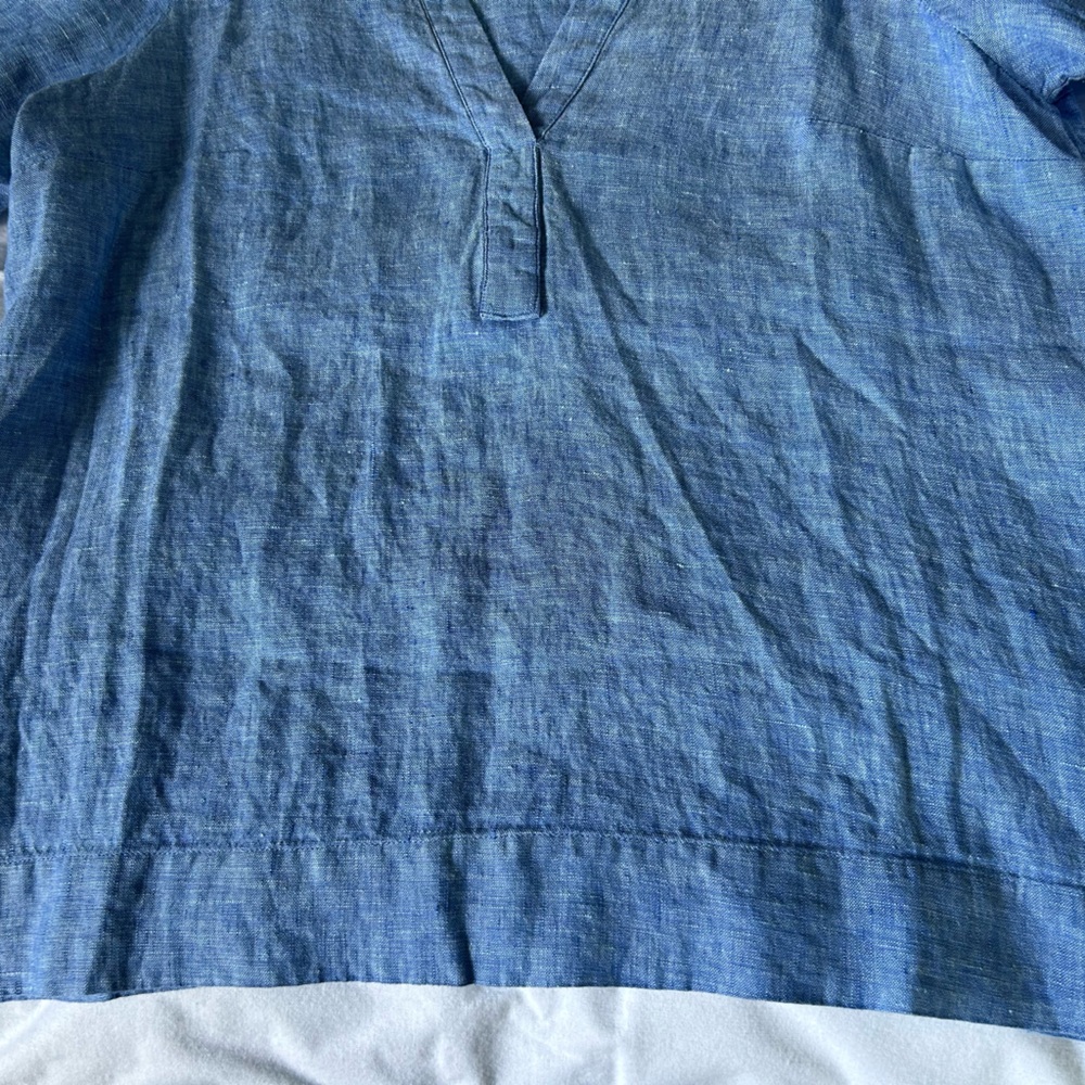Lilly Pulitzer Mialeigh BLUE Linen Blouse, Size 6 - Picture 11 of 16